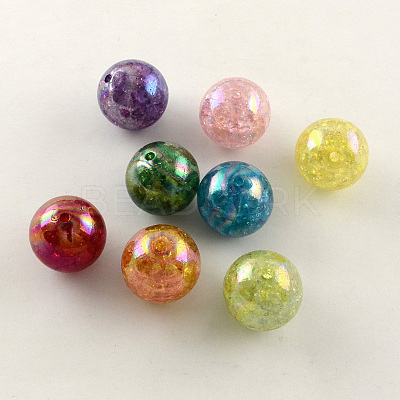 AB Color Transparent Crackle Round Acrylic Beads CACR-S006-M-1