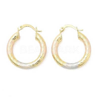 Brass Two Tone Twist Hoop Earrings EJEW-B117-06B-M-1