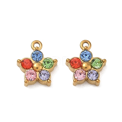 304 Stainless Steel with Rhinestone Pendants SA-CBA49D2-08G-01-1