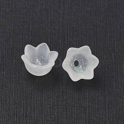 Chunky Clear Transparent Frosted Tulip Flower Acrylic Bead Caps X-PL543-1-1