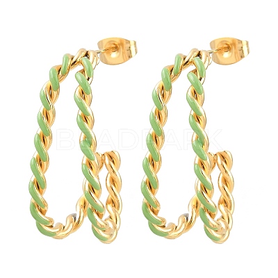 Twist 304 Stainless Steel Enamel Stud Earrings SA-CBA065A-01G-01-1