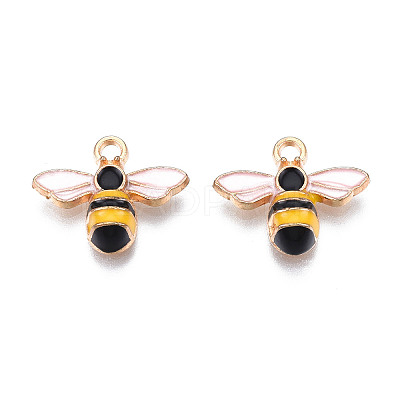 Light Gold Plated Alloy Enamel Pendants X-ENAM-R136-49-1