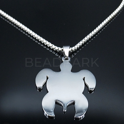 304 Stainless Steel Enamel Turtle with Black Sun Pattern Pendant Necklaces for Men FS-WGFBC27-01-1
