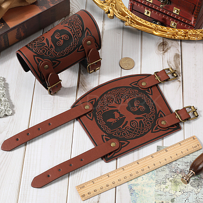Imitation Leather Tree of Life Cord Bracelet AJEW-WH0342-88B-1