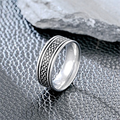 201 Stainless Steel Scale Pattern Finger Rings for Men FS-WGDD078-02-1