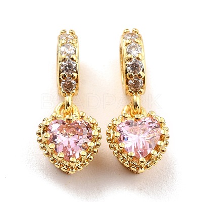 Brass Micro Pave Cubic Zirconia European Dangle Charms KK-A156-03G-RS-1