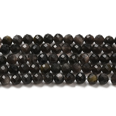 Natural Silver Sheen Obsidian Beads Strands LS-G-E608-A02-C-1