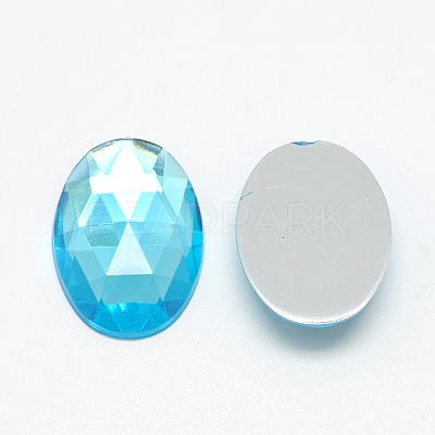 Acrylic Rhinestone Flat Back Cabochons X-GACR-Q011-13x18-04-1