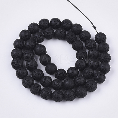 Spray Painted Natural Lava Rock Beads Strands G-N0324-B-01-1