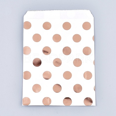 Polka Dot Pattern Eco-Friendly Kraft Paper Bags AJEW-M207-H01-01-1