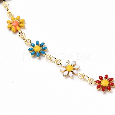 Daisy Link Chain Necklaces & Bracelets Jewelry Sets SJEW-JS01138-01-1