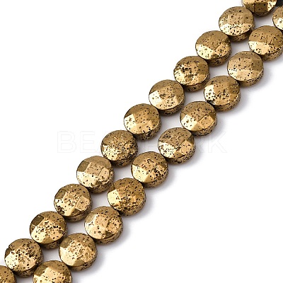 Electroplated Natural Lava Rock Beads Strands G-A256-F01-01C-1