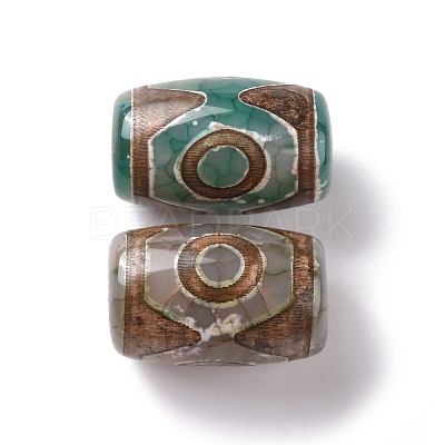 Tibetan Style 3-Eye dZi Beads TDZI-G009-B30-1