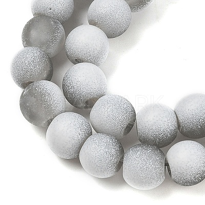 Frosted Crackle Glass Beads Strands GLAA-U001-6mm-M06-1