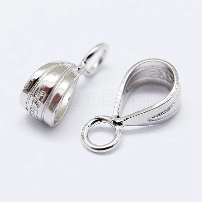 Rhodium Plated 925 Sterling Silver Pendant Bails X-STER-F036-09P-7x13mm-1