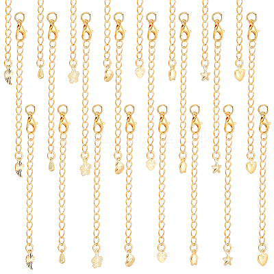 24Pcs 8 Styles Brass Curb Chain Extenders KK-GA0001-52G-1