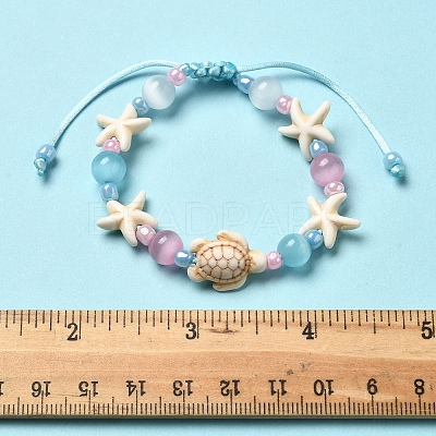 Synthetical Turquoise & Glass Beads Bracelets BJEW-FS00021-1