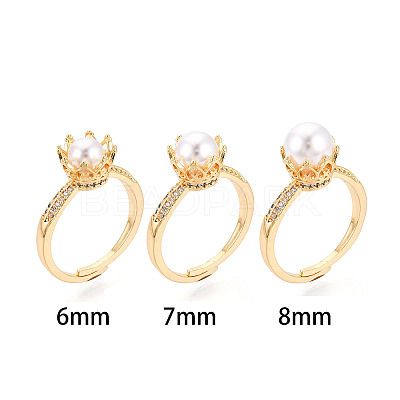 Crown Shape Brass Micro Pave Clear Cubic Zirconia Cup Peg Ring Settings X-KK-T076-18G-1
