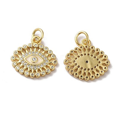 Rack Plating Brass Micro Pave Clear Cubic Zirconia Pendants KK-F853-05G-1
