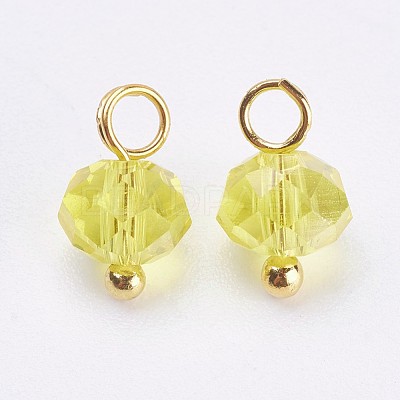 Electroplated Glass Charms GLAA-P038-05G-1