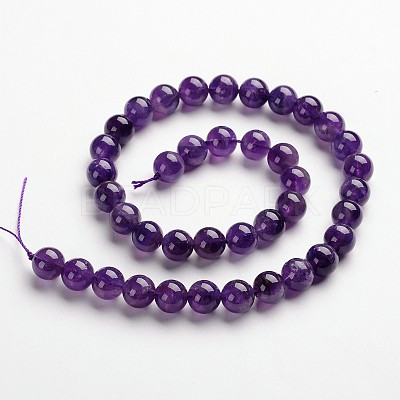 Round Natural Amethyst Gemstone Bead Strands G-J333-01-10mm-1