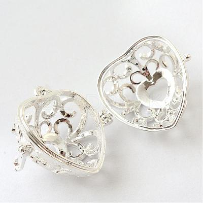 Rack Plating Brass Cage Pendants KK-S751-070S-1