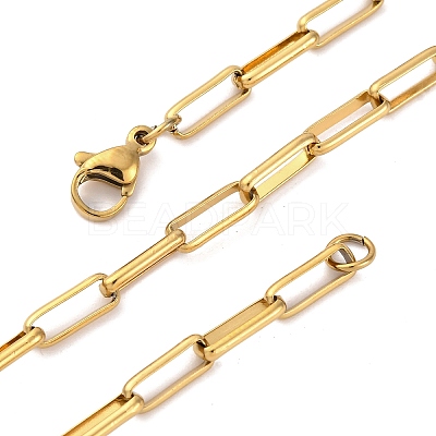 304 Stainless Steel Paperclip Chain Necklaces NJEW-Q013-03G-1