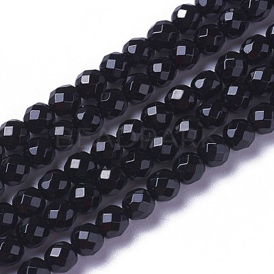 Natural Dyed & Heated Black Onyx Beads Strands X-G-F596-28-2mm-1