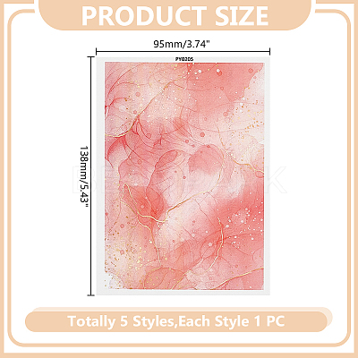 5Pcs 5 Colors Polymer Clay Earrings Water Transfer Paper DIY-HY0003-22A-1