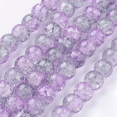 Spray Painted Crackle Glass Beads Strands CCG-Q002-10mm-02-1