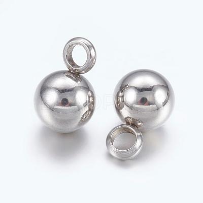 Tarnish Resistant Original Color Ball Charms 304 Stainless Steel Round Pendants X-STAS-E037-1-1