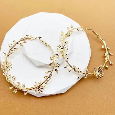 Alloy Branch Flower Big Hoop Earrings for Women WGC29F5-01-1