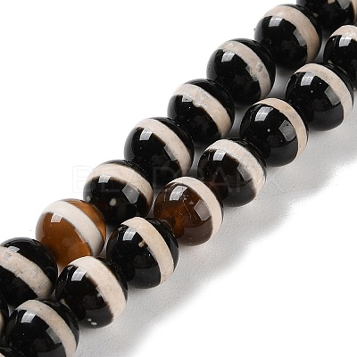 Natural Tibetan Striped Pattern dZi Agate Beads Strands G-B084-A04-02-1
