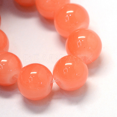 Baking Paint Imitation Jade Glass Round Bead Strands X-DGLA-Q021-6mm-31-1