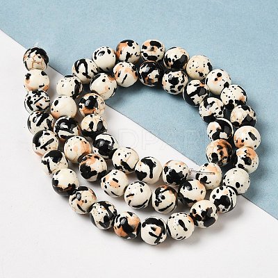 Synthetic Turquoise Dyed Camouflage Beads Strands G-E594-24Q-A-1
