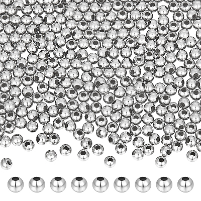 304 Stainless Steel Hollow Round Seamed Beads STAS-UN0043-16-1
