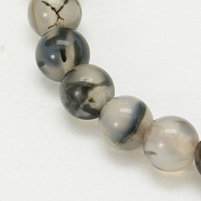 Natural Grey Agate Beads Strands G-G390-8mm-07-1