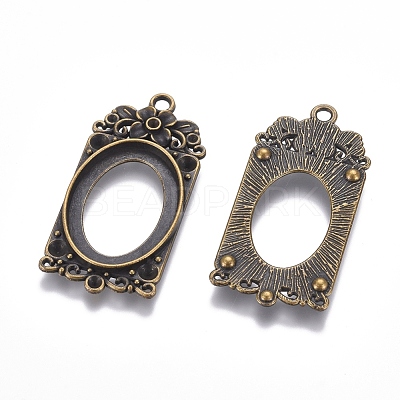 Tibetan Style Alloy Pendant Cabochon Settings PALLOY-I173-30AB-1