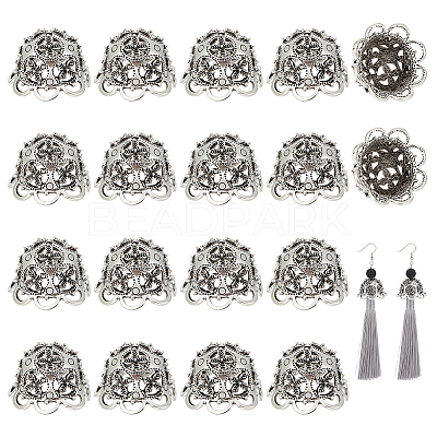24Pcs Tibetan Style Alloy Bead Caps TIBE-PH0002-63AS-1