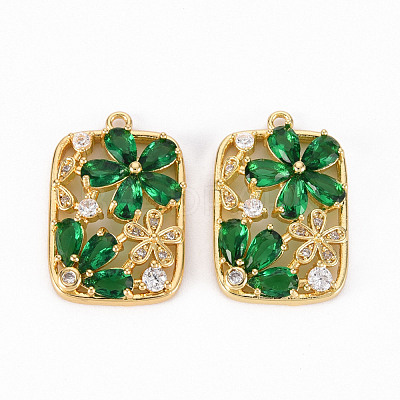 Brass Micro Pave Clear Cubic Zirconia Pendants ZIRC-S068-015-NF-1