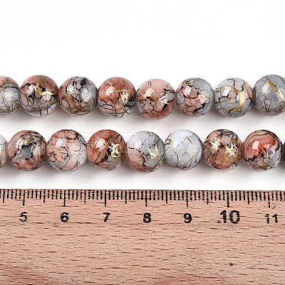 Baking Paint Glass Beads Strands DGLA-N003-10mm-B05-1
