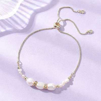 Natural Cultured Freshwater Baroque Pearl Beads Link Bracelets BJEW-JB13554-1