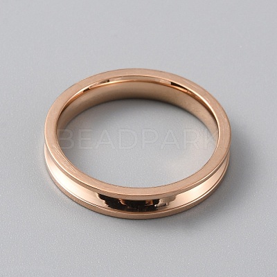 201 Stainless Steel Grooved Finger Ring Settings RJEW-WH0012-11D-1