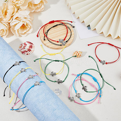 12Pcs 2 Colors Tortoise Alloy Link Bracelets Set BJEW-FI0001-40-1