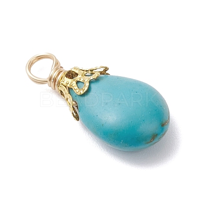 Dyed Synthetic Turquoise Pendants PALLOY-JF04355-01-1