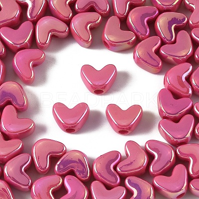 50Pcs UV Plating Opaque Acrylic Beads MACR-YW0004-06B-1