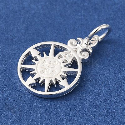 925 Sterling Silver Pave Clear Cubic Zirconia Compass Charms STER-K180-02S-1
