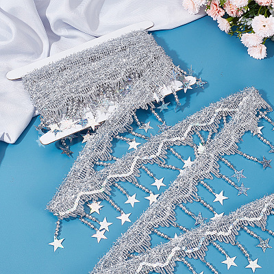 4.5M Sparkle Polyester Tassel Lace Trims OCOR-NB0001-68B-1