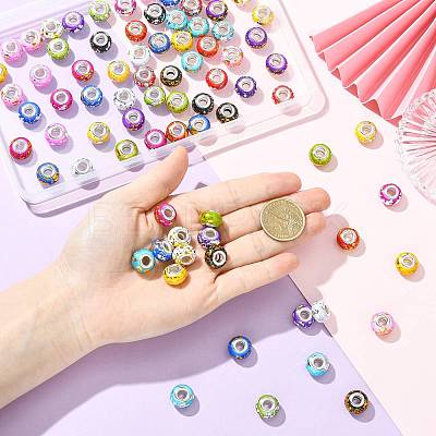 80Pcs 20 Colors Opaque Resin Rondelle European Beads RESI-FS0002-46-1