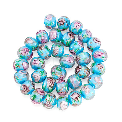 1 Strand Handmade Lampwork Inner Flower Rondelle Beads Strands LAMP-TA0002-72E-1